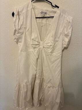 Steve Madden White V-Neck Knot-Tie Mini Dress